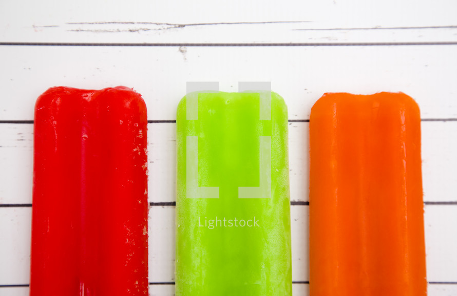popsicles on white background 