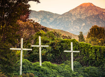 three crosses on a cliff 