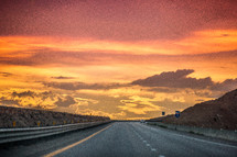 golden sunset over a highway