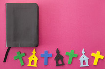 Bible and foam church and cross stickers 