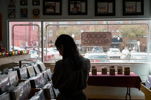 shopping at a record store 