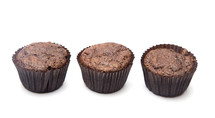 Whole Wheat Double Chocolate Chip Muffins Isolated on a White Background