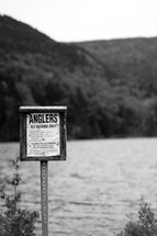 Anglers Fly fishing only sign