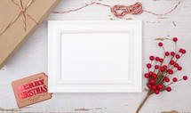 Christmas border and frame with blank paper 