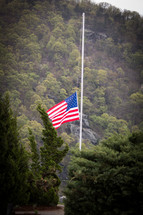 American flag at half-staff