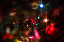 colored lights on a Christmas tree