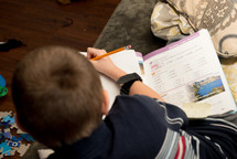 a child doing math homework 