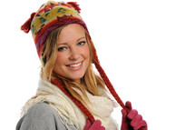woman in winter hat and gloves 
