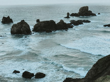 waves along a rocky shore 