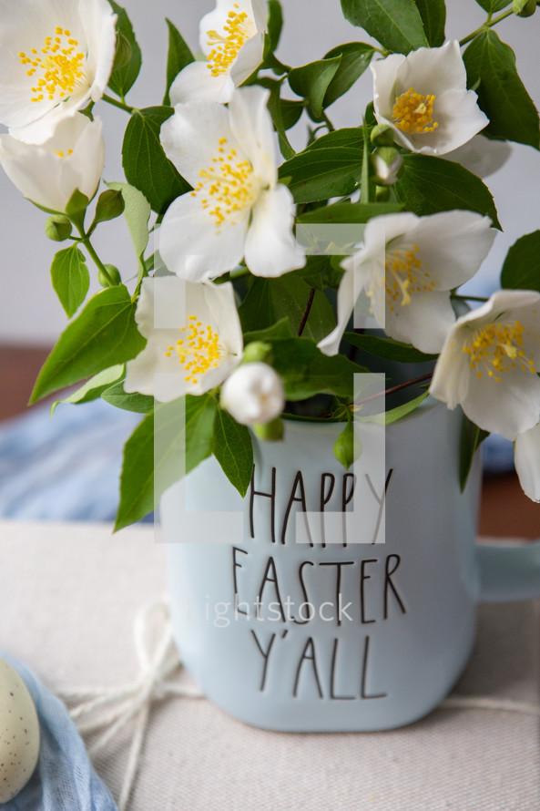 Happy Easter Y'all mug with flowers
