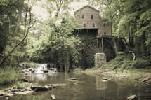 water mill along a stream 