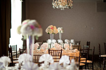 set tables at a wedding reception 