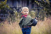 Cute Little Boy in Western Costume with Jeans and Bandana