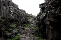 rocky path up a slope 