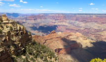 The Grand Canyon on a sunny day.