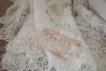 wedding gown and garter 