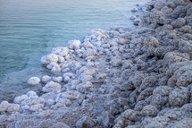 salt formations along a shore in Jerusalem 