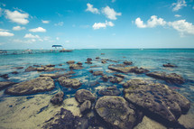 rocky shore and pier 