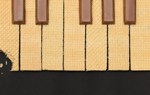 Conceptual Top View of Piano Keys from Wafers bars and Chocolate bars