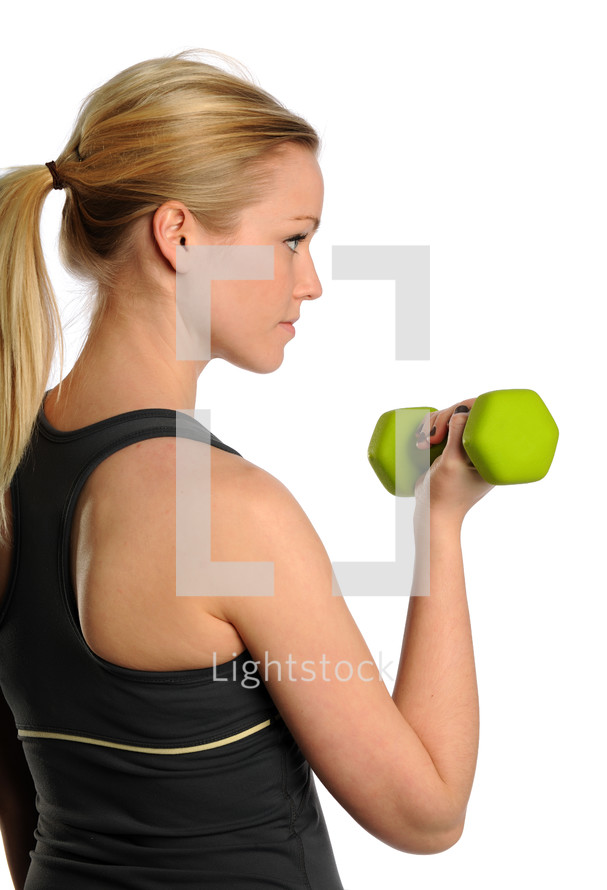 woman working out lifting weights 
