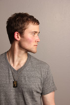 side profile of a stoic man 