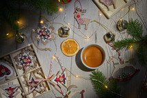 Vintage Holidays Table Decor with Espresso cup