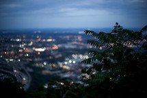 view of distant lights in a city a night 