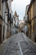 narrow cobblestone street 