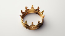 A crown of a princess or princess in pure gold against a white background, 