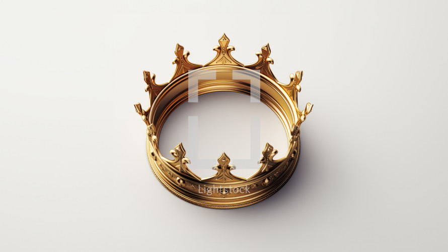 A crown of a princess or princess in pure gold against a white background, 