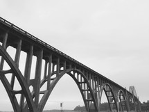 A steel, arched bridge.