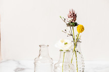 flowers in glass vases 