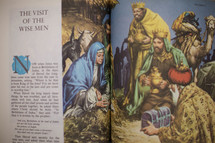 Children''s picture Bible open to the story of "The Visit of the Wise Men."