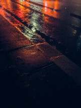 wet street at night 