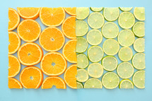 Frame Of Fresh Sliced Orange and Lime Fruits