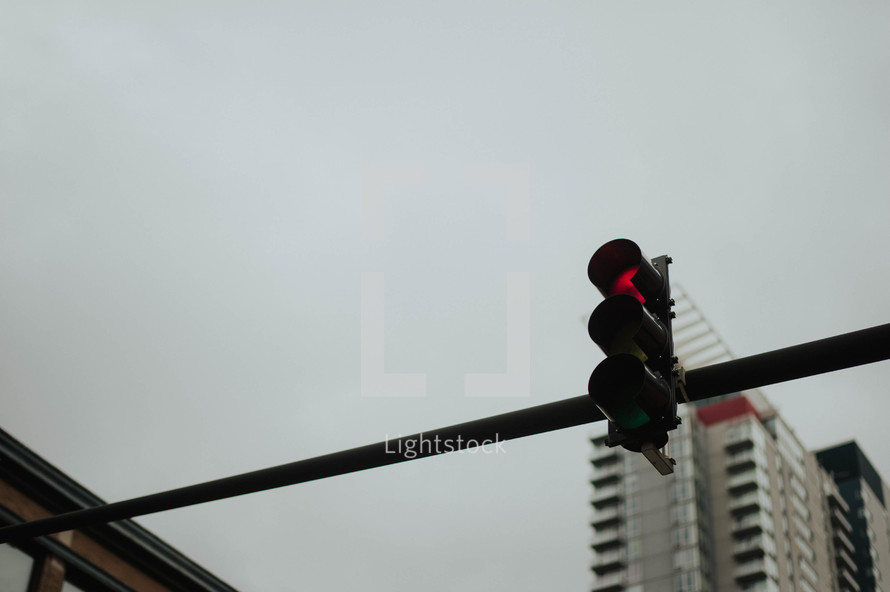 A red traffic light.