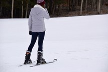 a woman skiing 