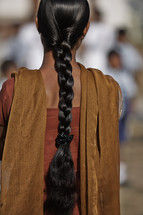 Woman in central India hair braid