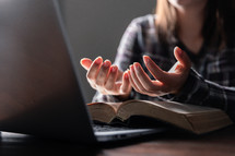 Woman with Bible and Computer