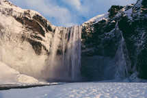 a waterfall in snow 
