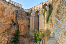 View from the walkway of the New Bridge of Ronda, Andalusia, Malaga, Spain