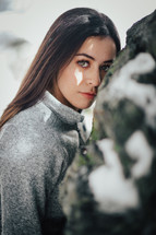 portrait of a young woman in winter 