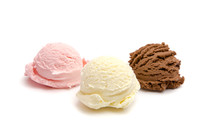 vanilla, strawberry, and chocolate ice cream 