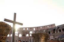 The cross inside the Roman Colosseum