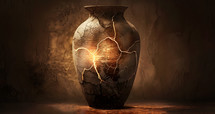 A Jar of Clay with Cracks from Ancient Times  Alluding To and Illustrating 2 Corinthians 4:7  