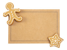 baking gingerbread cookies and blank recipe card 