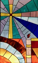 candle stained glass window 