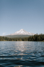 mountain lake and mountain peak 