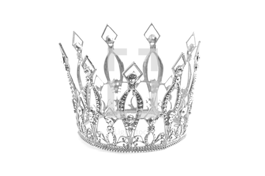Small Silver Crown Isolated on a White Background