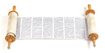 A Torah Scroll Rolled Out and Isolated on a White Background